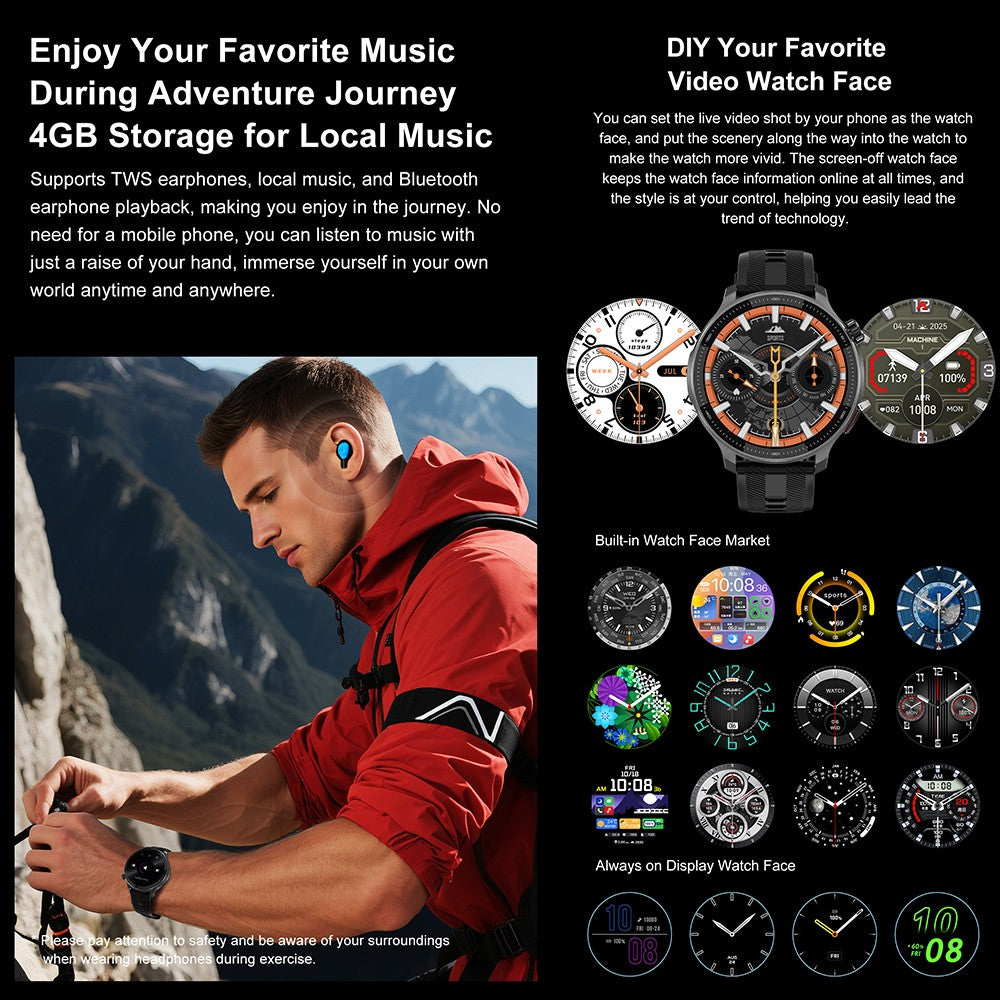 2026 Novo Militar T-Rex 3 Ultra Offline Mapa GPS Smart Watch 4GB Memória 10ATM À Prova D'Água Monitor Cardíaco Esportivo Smartwatch Masculino