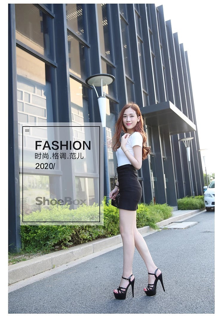 New 2024 Summer Fashion Sandals Sexy Open Toe 15CM High Heels Party Dress Wedding Nightclub Women Shoes Platform Stripper Heels