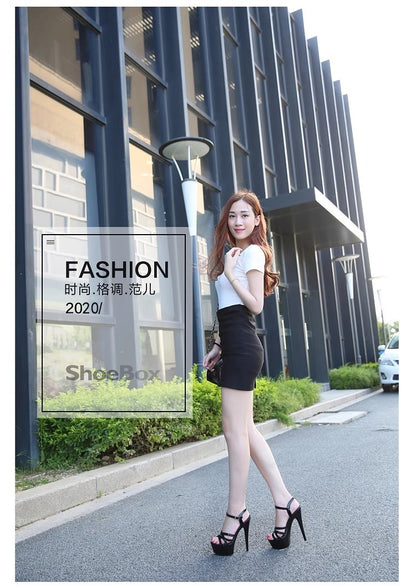 New 2024 Summer Fashion Sandals Sexy Open Toe 15CM High Heels Party Dress Wedding Nightclub Women Shoes Platform Stripper Heels