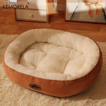 Cama Oval de Pelúcia para Cães e Gatos, Almofada Grossa Lavável à Máquina para Cães e Gatos de Pequeno, Médio e Grande Porte para Todas as Estações