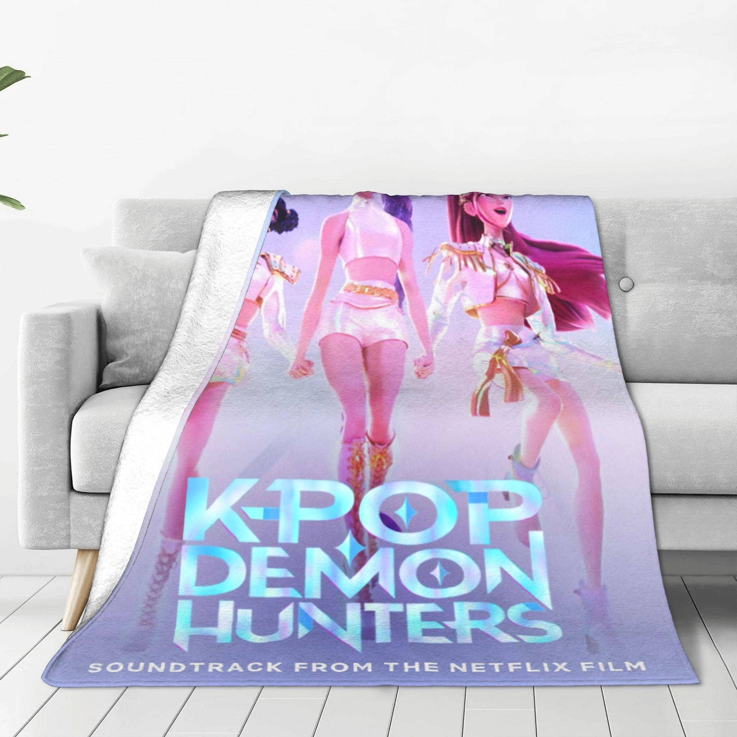 kpop Demon Hunters Huntrix Golden Blanket  Warm Graphic Plush Throw Blanket For Girls Boys Living Room Flannel Bedspread Cover