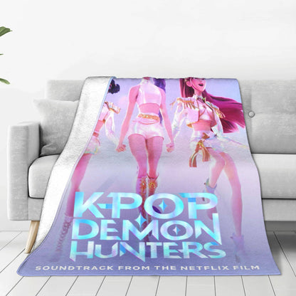 kpop Demon Hunters Huntrix Golden Blanket  Warm Graphic Plush Throw Blanket For Girls Boys Living Room Flannel Bedspread Cover