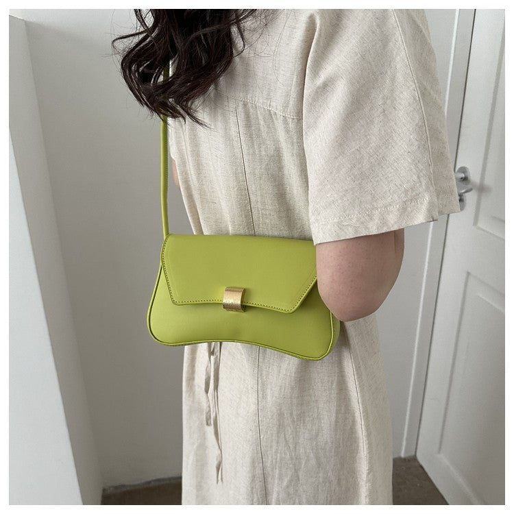 Simple Metal Buckle Handbag MessengerBag, Stylish and Versatile Shoulder Underarm Bag, Chic Baguette Bags for Women Daily Use