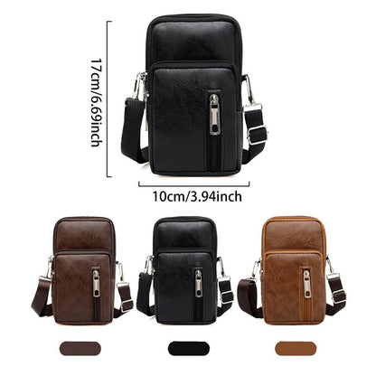 Men'S Shoulder Bag Multi-Function Leather Messenger Casual Crossbody Bags High Quality Male Purse Phone Chest Pack