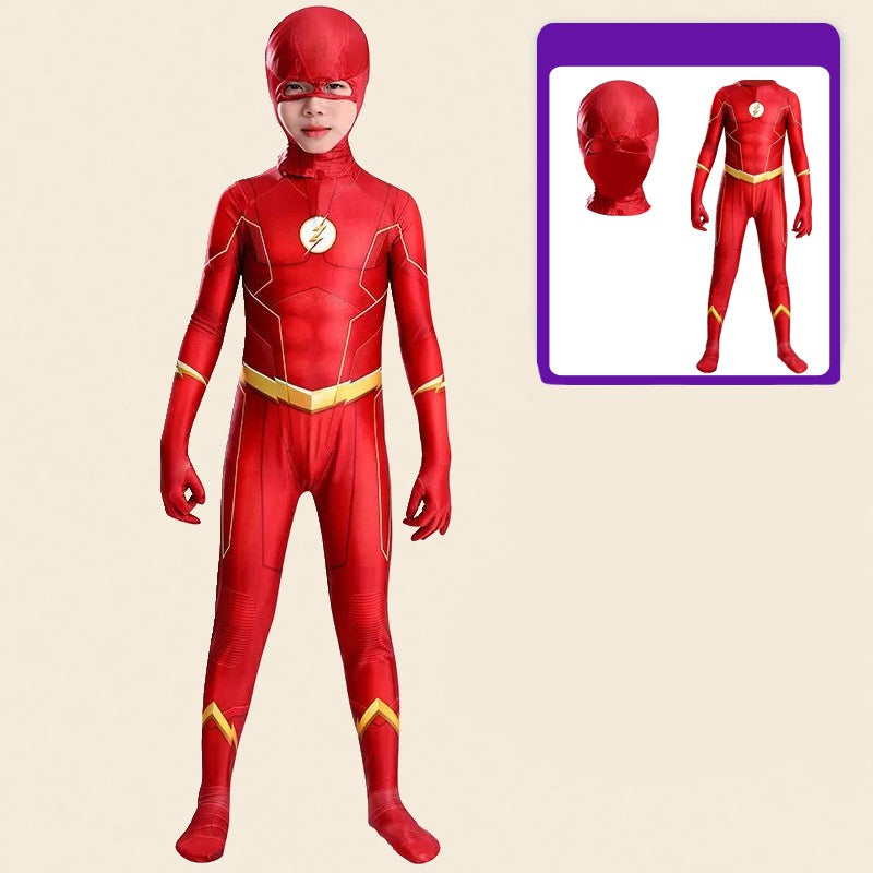 Flash Adult Children Cosplay Costumes Superhero Jumpsuit Including Headgear Halloween carnival Dressing Up