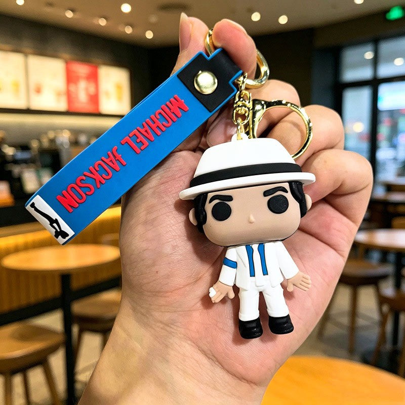 Michael Jackson Keychain Classic Dance King Pendant Key Ring Fashion Singer Key Chain Music Idol Keychain For Home Decoration