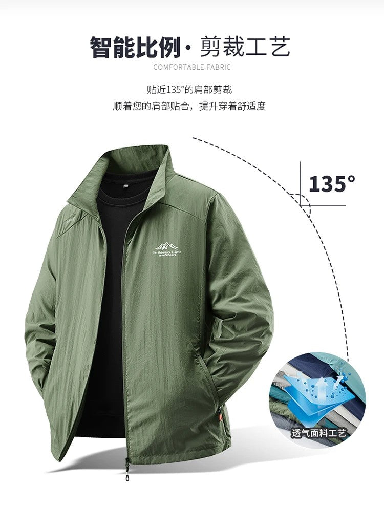 2025 Men's Summer Sun Protection Jacket Ultra-Light Thin Skin-Friendly Breathable UV Proof Fishing Ice Silk Sunscreen Coat