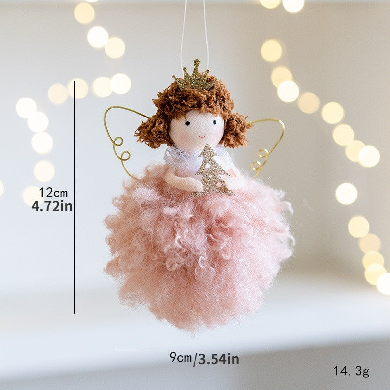Christmas mesh skirt antlers angel girl doll pendant Christmas tree decoration small pendant children New Year gift