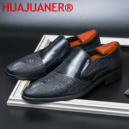 Luxury Crocodile Pattern Men Business Loafers Big Size Fashion Leather Comfortable Designer Wedding Social Formal Platform Shoes