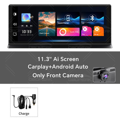 K2 Pro 11.3" DVR Automotivo 4K Câmera Sem Fio Carplay Android Auto Tela AI Câmera de Painel Gravador de Vídeo de Lente Dupla GPS de Navegação de Painel