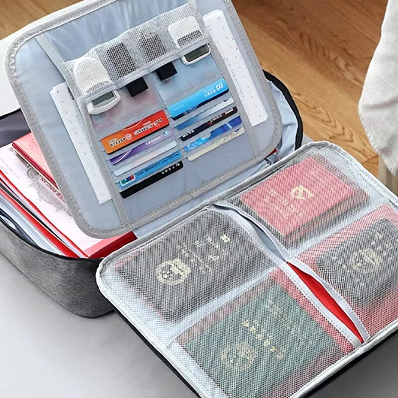 Pasta Organizadora de Documentos de 3 Camadas Maleta Suporte para Pasta Masculino Feminino Bolsa Carteira Passaporte Cofre Doméstico Estojo Funcional para Armazenamento de Arquivos