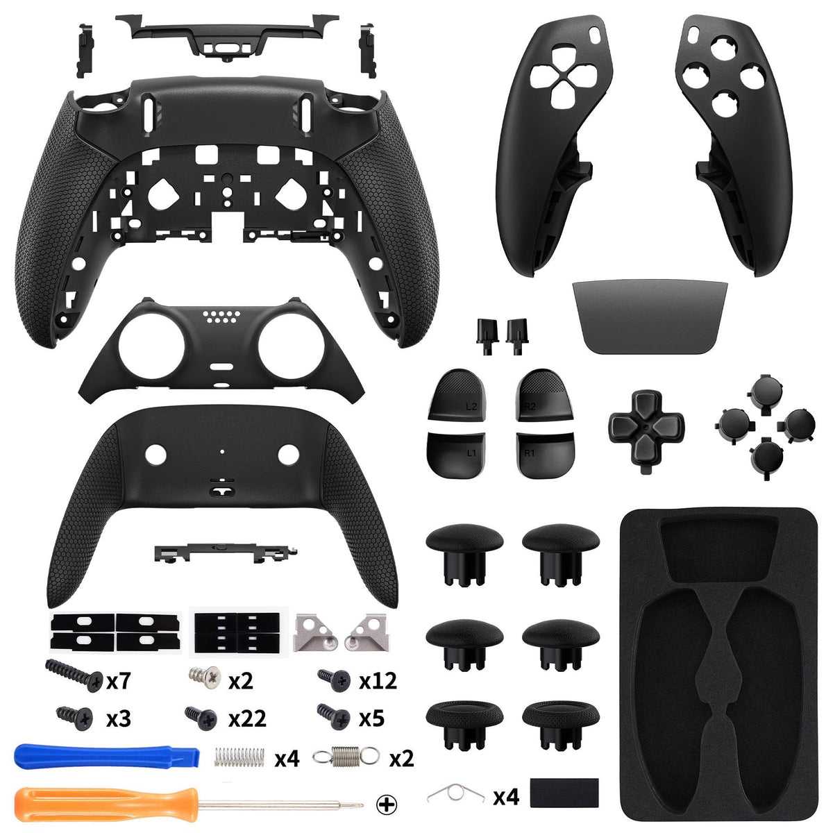 eXtremeRate Beyond-ARC Full Set Shell & Buttons for ps5 Edge Controller, Rubberized Grip Back Plate, Faceplate, Clip Shell