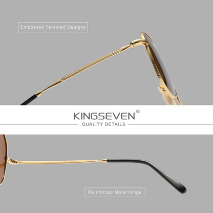 KINGSEVEN Pilot Alloy Men‘s Sunglasses Polarization UV400 Anti-reflection Full Frame Parsnip Glasses Women Retro Luxury Eyewear