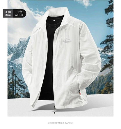 2025 Men's Summer Sun Protection Jacket Ultra-Light Thin Skin-Friendly Breathable UV Proof Fishing Ice Silk Sunscreen Coat