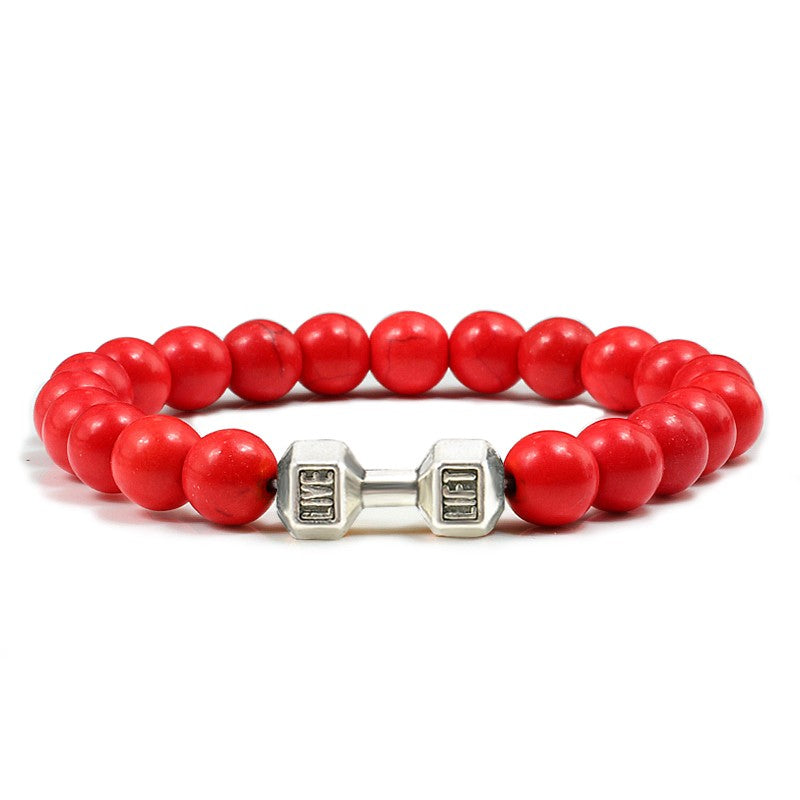 Pulseira Feminina/Masculina Ajustável Desgastada Preta, com Contas, Haltere, Joias de Yoga, Braceletes Originais