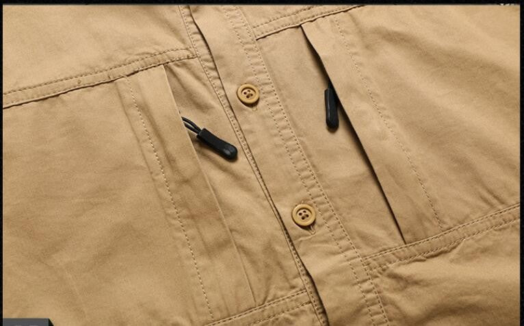 New Spring Men Long Sleeved Cargo Shirts High Quality Man Outdoor Multi Pockets Loose Tooling Shirts Male Casual Shirts Size 5X