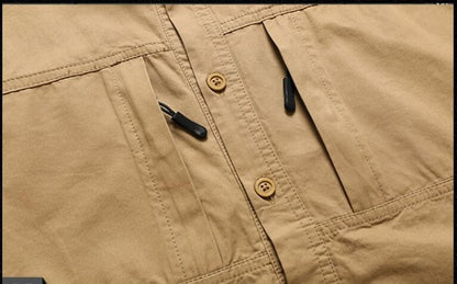 New Spring Men Long Sleeved Cargo Shirts High Quality Man Outdoor Multi Pockets Loose Tooling Shirts Male Casual Shirts Size 5X