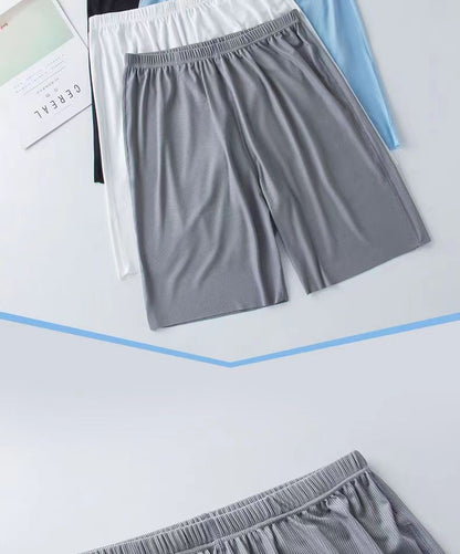 Large Size Men Pajamas Set Ice Silk Sense Round Neck Solid Colour Short Sleeve T-Shirt Student Short Sleeve Shorts Two-Piece Set