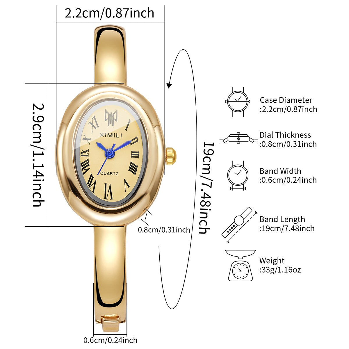 Elegant Oval Dial Women Bracelet Watch Fashion Ladies Quartz Wristwatch Reloj Mujer Girls Clock Gift
