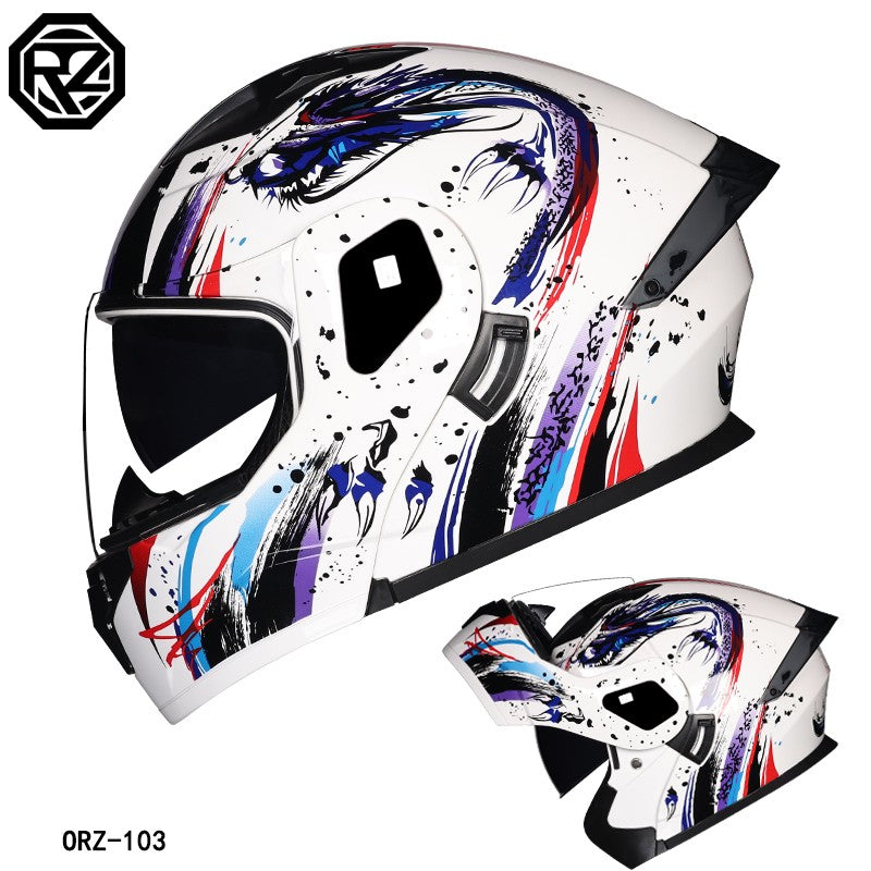 Capacete modular articulado de motocicleta de alta qualidade ORZ, material ABS, lente dupla, capacete integral, lote DOT