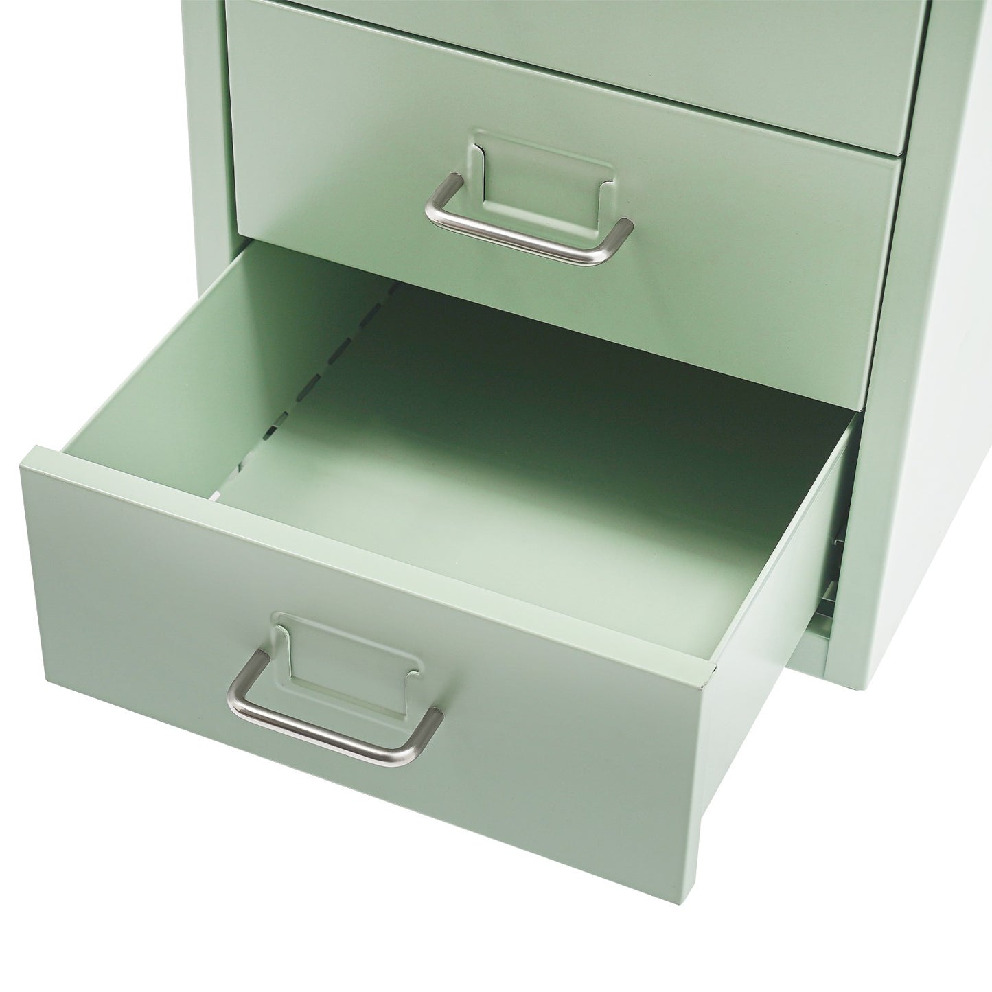 Gaveteiro de Metal com Rodas e Fechadura | Armário para Documentos com 6 Gavetas para Escritório em Casa, com Rodas | Branco-sujo/Verde/Amarelo