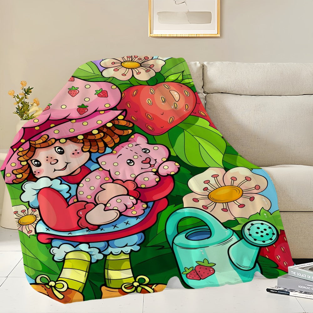 Cute S-Strawberry S-Shortcake Blanket Skin friendly comfort warm soft plush blanket suitable sofa living room office bedroom