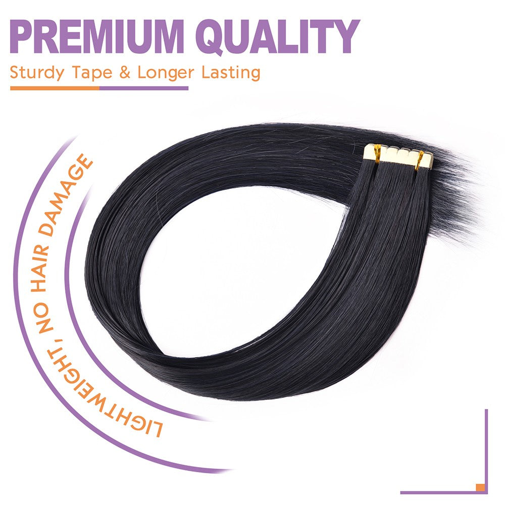 Apliques de Cabelo Sintético Liso com Fita Adesiva 10 Peças Extensão de Cabelo Natural 24 polegadas para Mulheres Invisível Dupla Face Estilo Livre