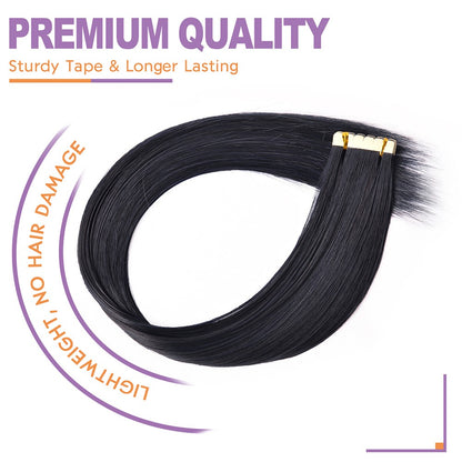 Apliques de Cabelo Sintético Liso com Fita Adesiva 10 Peças Extensão de Cabelo Natural 24 polegadas para Mulheres Invisível Dupla Face Estilo Livre
