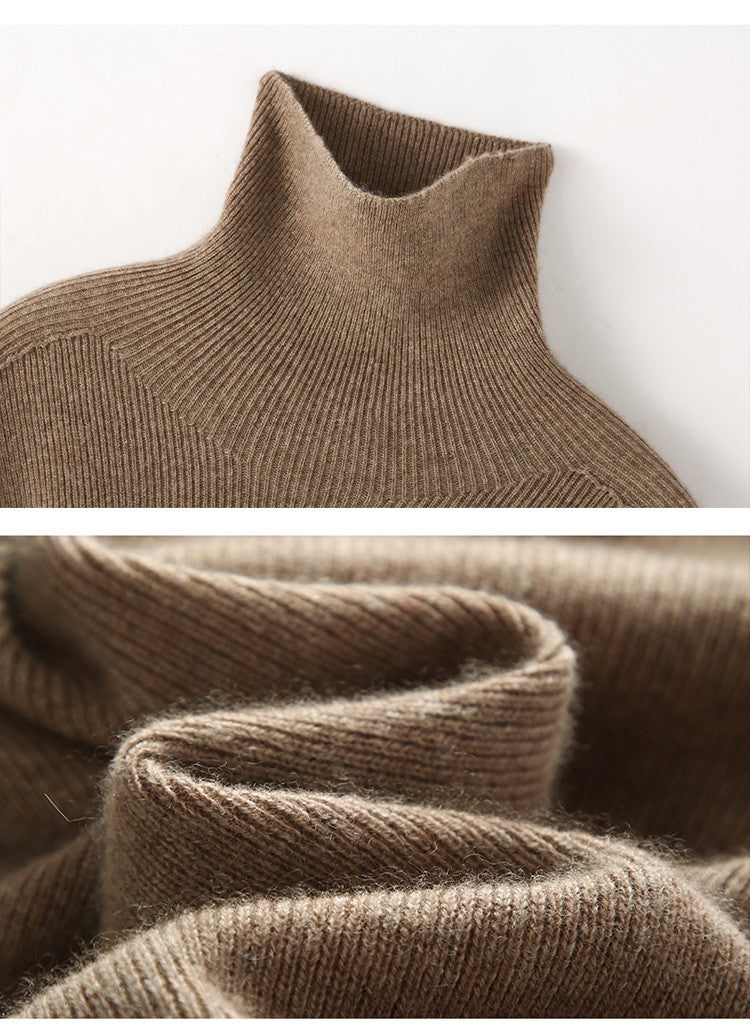 Autumn and Winter New Women's Sweater 100% Pure Cashmere High Collar Hoodie Knitted Basic Style Hot Selling Women's Top