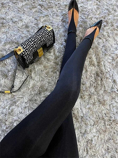 Korean Fashion Winter Black High Waisted Skinny Y2K Women Pants Sexy Glitter Cas
