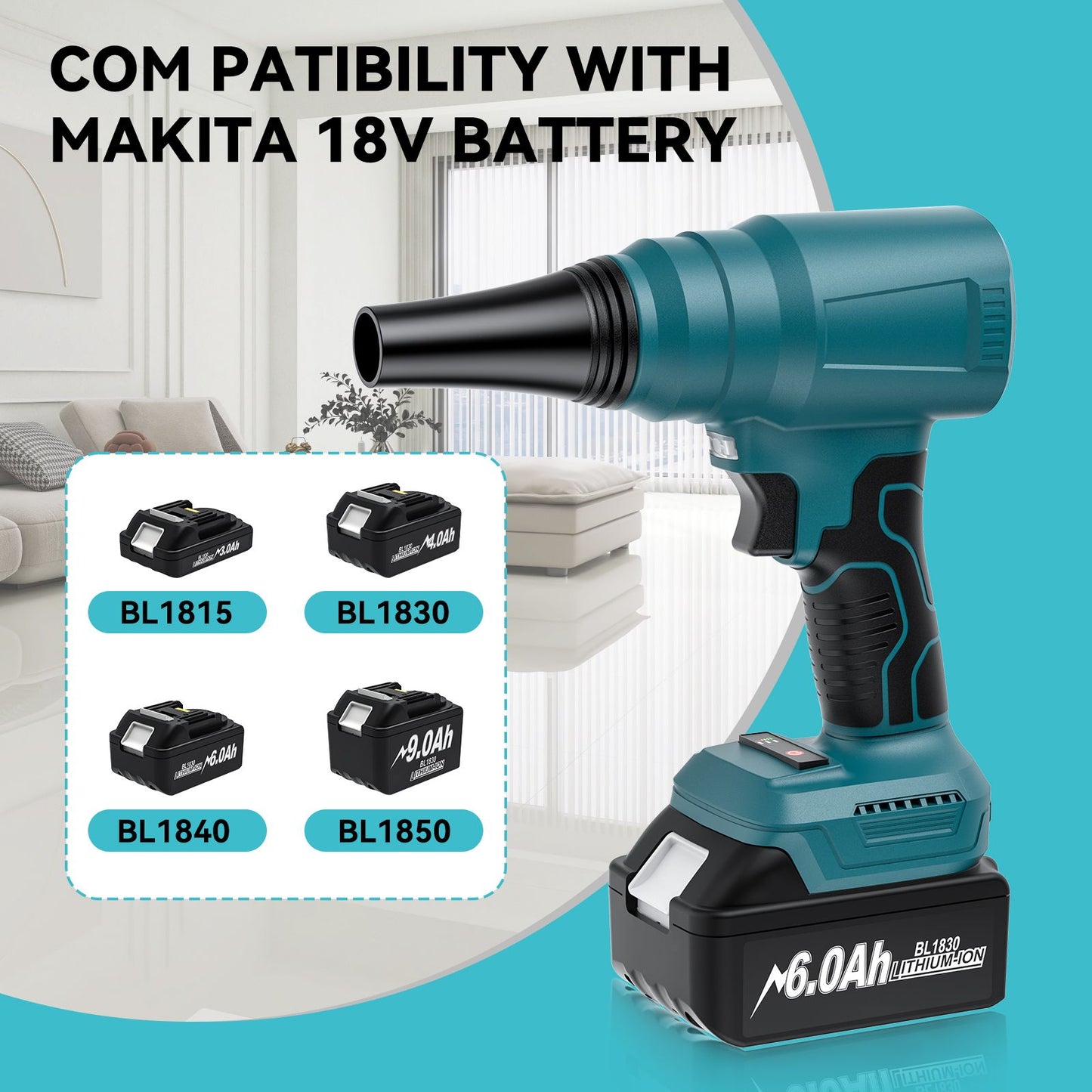 Soprador de ar elétrico sem fio Turbo Jato Recarregável Portátil Para Folhas de Jardim Ferramenta de Sopro de Poeira Para Bateria Makita 18V