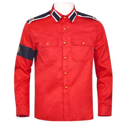 Michael Jackson Impersonator RetroCTEAntiWar Patch EmbroideredShirt Men's Military Style Long SleeveButtonDown Shirt Collectible