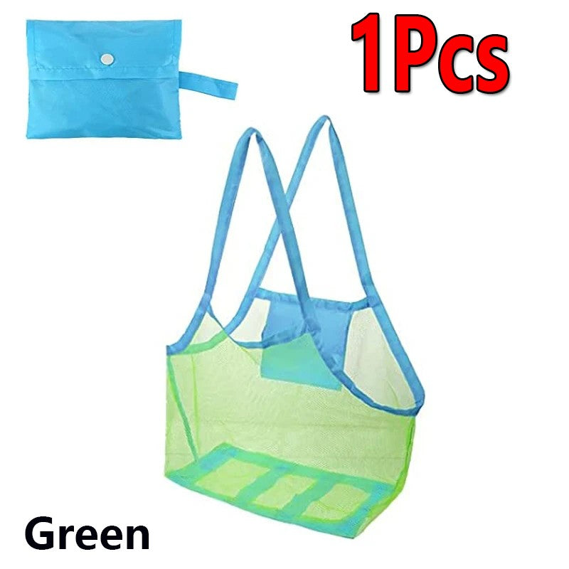 2PCS Beach Toys Mesh Bag Large Mesh Sand-Away Portable Tote With Convenient Hanging Hole Breathable Foldable Storage For Toys