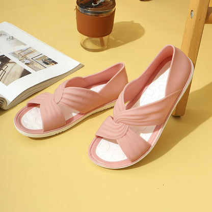 Women Lightweight Cross-cutting Fastener Large Sport Sandals Sporty Black EVA Sandals Summer Woman Shoes