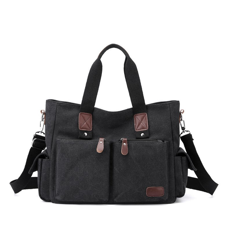 Canvas retro crossbody bag, handbag commuting bag, shoulder bag, work bag, large capacity handbag