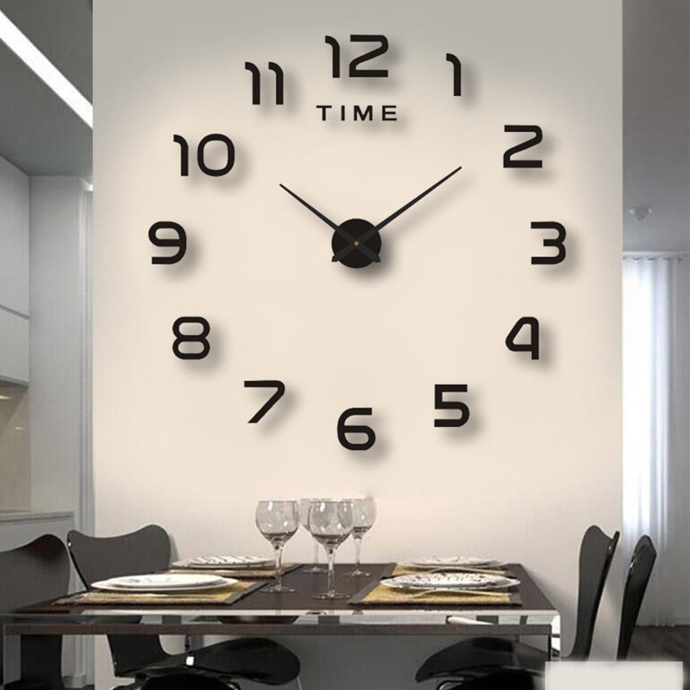 Large 3D DIY Wall Clock Giant Acrylic Mirror Clocks Frameless Big Horloge Home Decoration for Living Room Bedroom Wall Decor