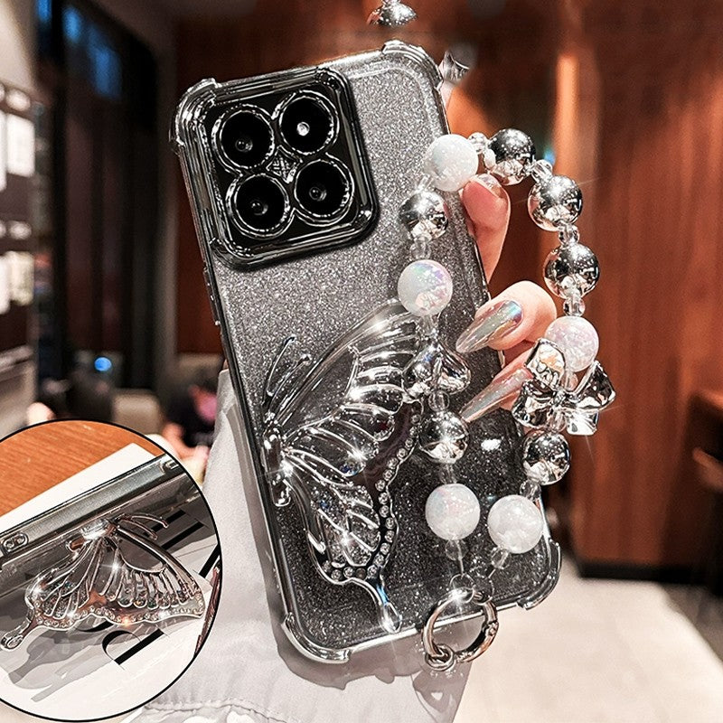 Capa Protetora à Prova de Choque com Glitter e Borboleta para Xiaomi 17 pro max Xiaomi17 13T 14T 15T Pro 15 Ultra