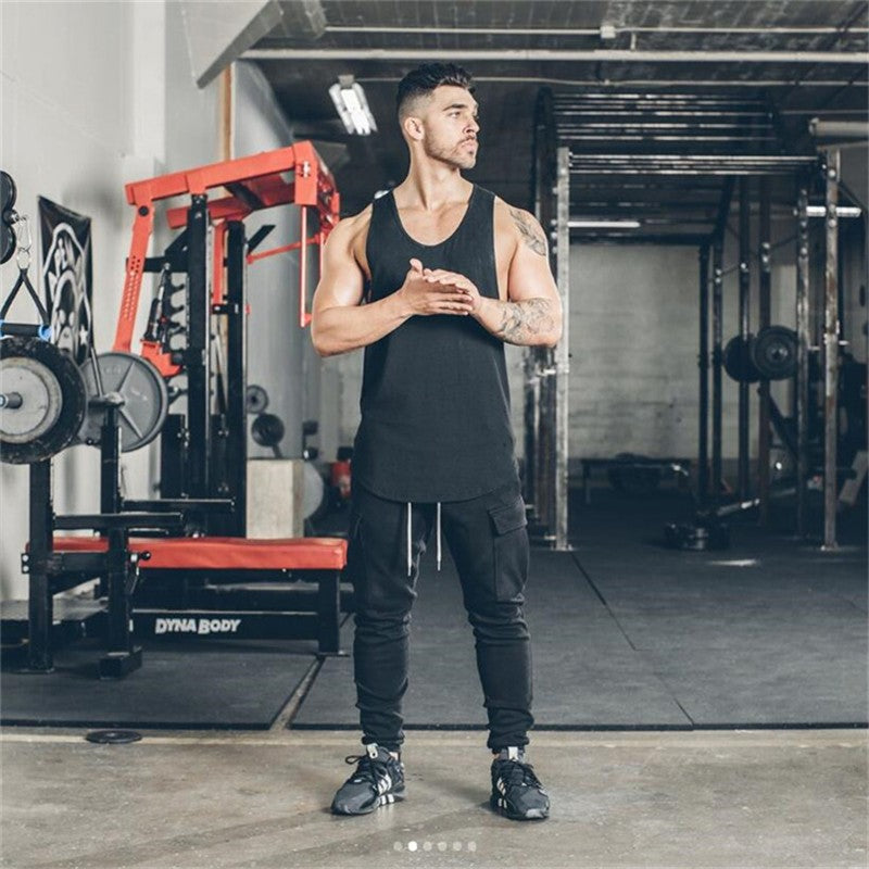 Brand gym clothing Men Bodybuilding and Fitness Stringer Tank Top Vest sportswear Undershirt muscle workout Singlets