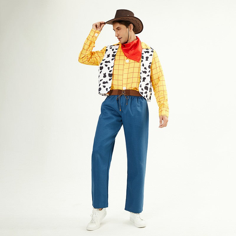 Cosplay Story Woody Costume Sets for Adult Cowboy Dress Carnival Halloween Party Fancy Dress up Performance Costume