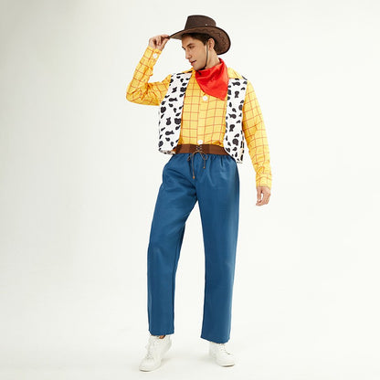 Cosplay Story Woody Costume Sets for Adult Cowboy Dress Carnival Halloween Party Fancy Dress up Performance Costume