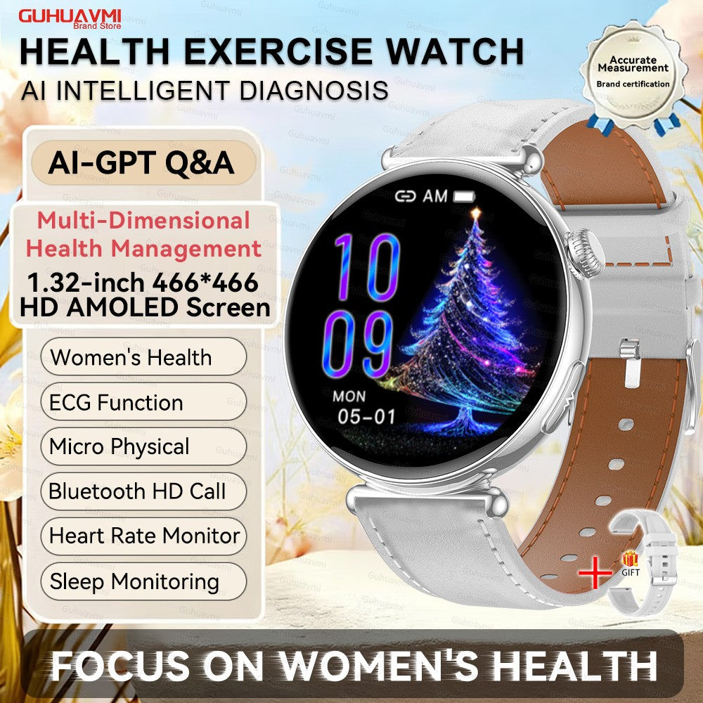 NEW Women Smartwatch 1.32inch AMOLED Screen ECG Sport Watch Blood Pressure Micro physical examination AI dial Health Smart Watch