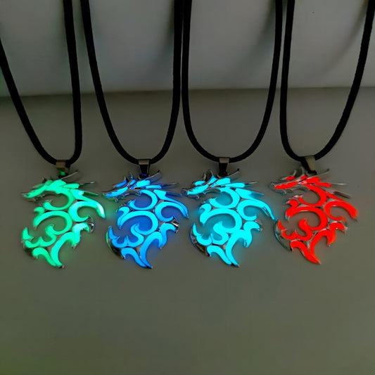 Glowing In The Dark Dragon Pendant Necklace Charm Moonstone Luminous Dragon Necklace Gift Vintage Punk Glowing Necklace Men Boy