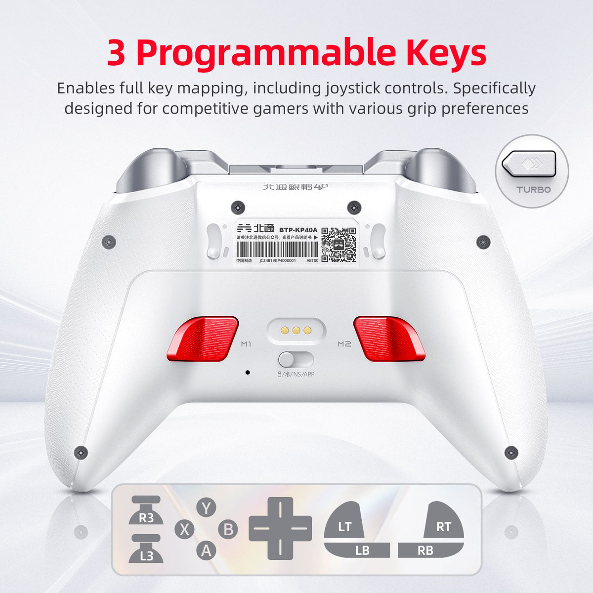 BEITONG KP40 Elite Wireless Controller for PC/Switch/iOS/Android/Steam, Adjustable TMR Joystick, 1000Hz Pro Gamepad