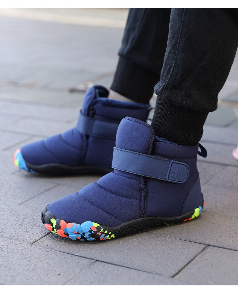 Kids 2025 New Wide Toe Barefoot Snow Boots Boys Girls Winter Minimalist waterproof Sneakers Girls Boys Non-Slip Warm Snow Boots