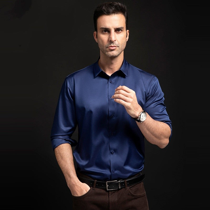 New Anti-Wrinkle Men Shirts Long Sleeve Dress Shirts For Men Slim Fit Camisa Social Business Blouse White Office Shirt S-6XL
