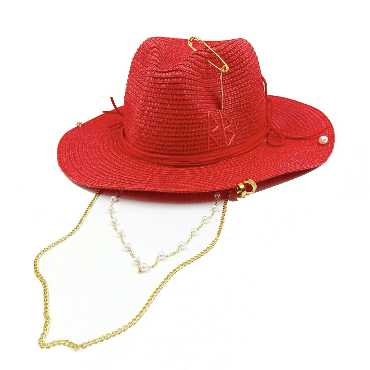Chapéu de Palha Corrente Punk 2023 Novo Chapéu de Sol Acessórios Corrente Dourada Jazz Hip Hop Chapéu de Verão Estilo Punk Chapéu de Praia Chapéu de Igreja