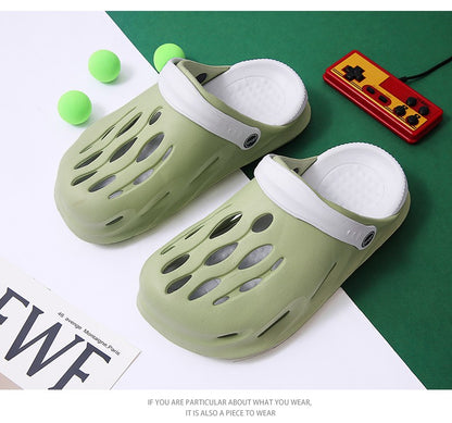 Summer Men's Fashion Beach Sandals Clogs Thick Sole Slipper Waterproof Anti-Slip Sandals Flip Flops Non-slip Soft EVA Hole Shoes