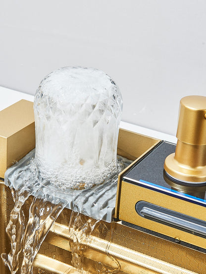 Large 304 Kitchen Sinks 75x45cm Stainless Steel Kitchen Waterfall Sink Digital Display Large Single Sink Dish Washer Faucet