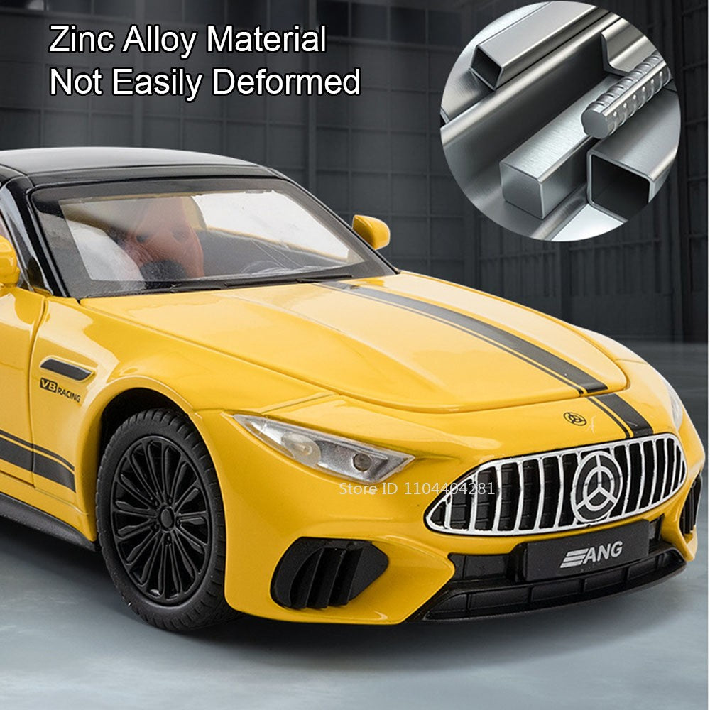 Miniatura de Carro de Brinquedo SL63 G800 na Escala 1:22, Veículos de Liga Fundida, Direção nas Rodas Dianteiras, Som, Luz, Fricção, Modelos para Presente Adulto