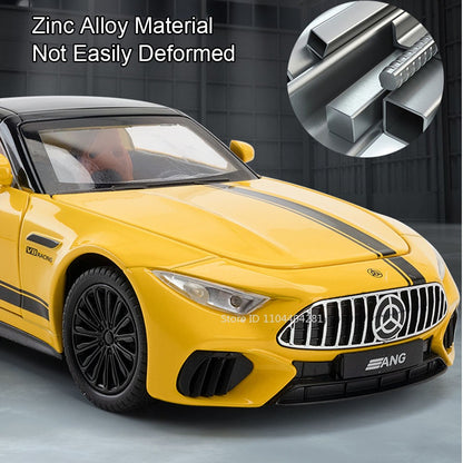 Miniatura de Carro de Brinquedo SL63 G800 na Escala 1:22, Veículos de Liga Fundida, Direção nas Rodas Dianteiras, Som, Luz, Fricção, Modelos para Presente Adulto